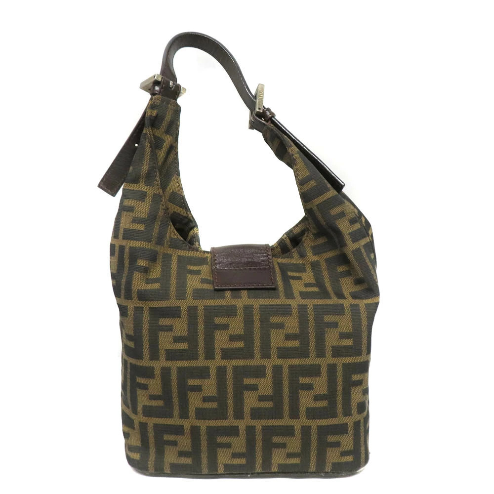 Fendi Zucca Handbag Leather Canvas Brown